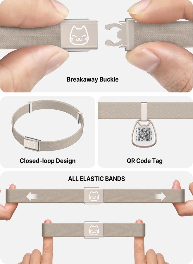 typecase طوق للقطط مزود ببطاقة اسم برمز الاستجابة السريعة، طوق قابل للفك للقطط الصغيرة من الذكور والإناث، شريط مطاطي فائق النعومة قابل للتعديل، مشبك أمان قابل للفك، طوق تعريف مريح وآمن للحيوانات الأليفة (6-12 بوصة)، لون كاكي - Image 3